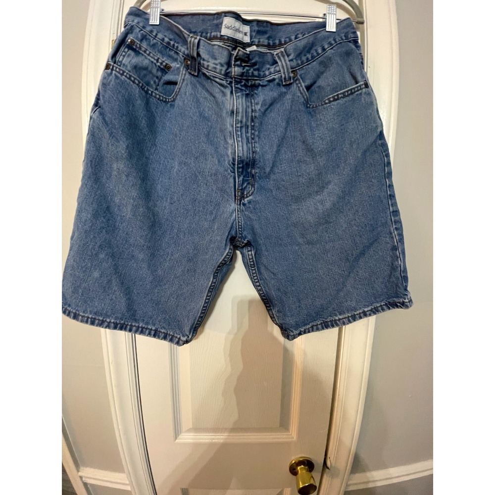 Saddlebred Mens Blue Denim Jean Shorts Medium Wash 5-Pocket Cotton Size 38